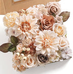 Artificial Flowers Combo Nude Brown Silk Flowers Dahlia & Rose with Stems for DIY Wedding Bridal Bouquets, Baby