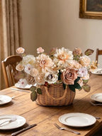 Artificial Flowers Combo Nude Brown Silk Flowers Dahlia & Rose with Stems for DIY Wedding Bridal Bouquets, Baby, alternate