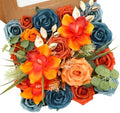 Artificial Flowers Combo Orange Flowers Mix Silk Flowers Fake Roses with Stems for DIY Wedding Bridal Bouquets