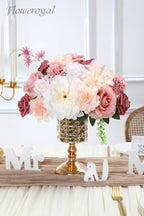 Artificial Flowers Combo Pink Flowers Mix Silk Flowers Dahlia Roses with Stems for DIY Wedding Bridal Bouquets, alternate