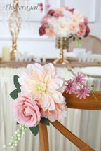 Artificial Flowers Combo Pink Flowers Mix Silk Flowers Dahlia Roses with Stems for DIY Wedding Bridal Bouquets, alternate