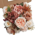 Artificial Flowers Combo Set Fake Flower Leaf Box with Stems for DIY Wedding Bouquets Centerpieces Flower