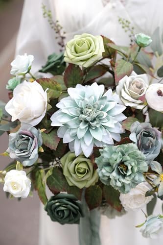 Artificial Flowers Combo Set Fake Flower Leaf Box with Stems for DIY Wedding Bouquets Centerpieces Arrangements, alternate