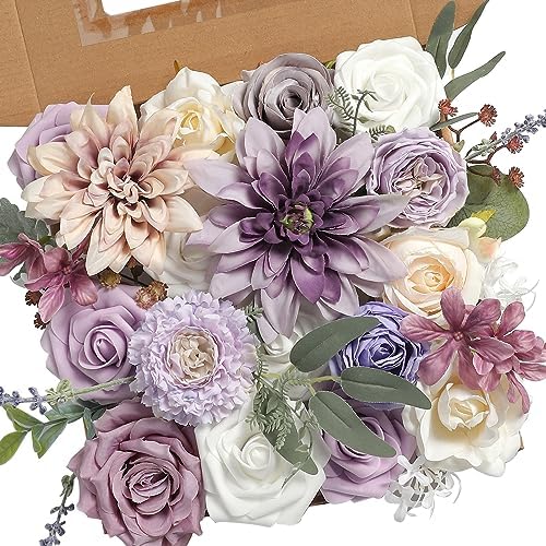 Artificial Flowers Combo Set Fake Flower Leaf Box with Stems for DIY Wedding Bouquets Centerpieces Arrangements