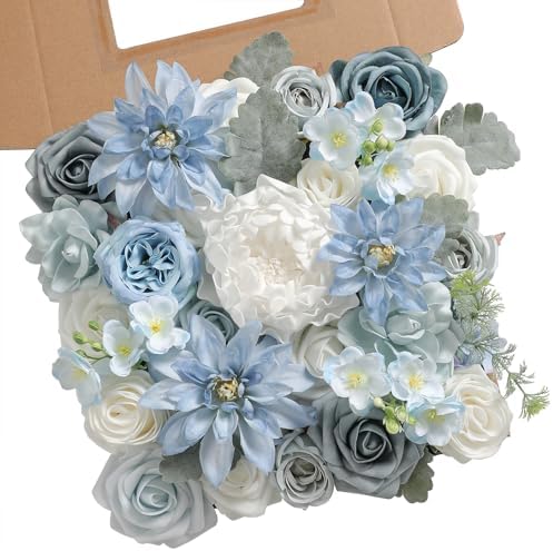 Artificial Flowers Combo Set Fake Flower Leaf Box with Stems for DIY Wedding Bouquets Centerpieces Arrangements