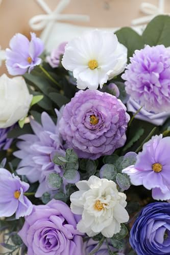 Artificial Flowers Combo Set Purple Fake Flower Leaf Box with Stems for DIY Wedding Bouquets Centerpieces Flower, alternate