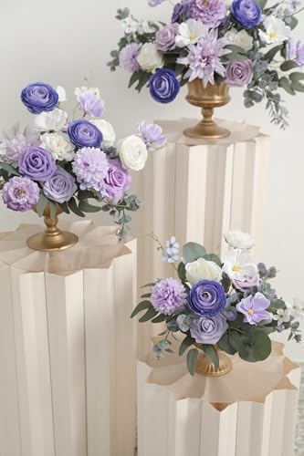 Artificial Flowers Combo Set Purple Fake Flower Leaf Box with Stems for DIY Wedding Bouquets Centerpieces Flower, alternate