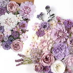 Artificial Flowers Combo Set, Purple Silk Roses, Peonies, Dahlias with Stems for DIY Wedding Bouquets, Baby