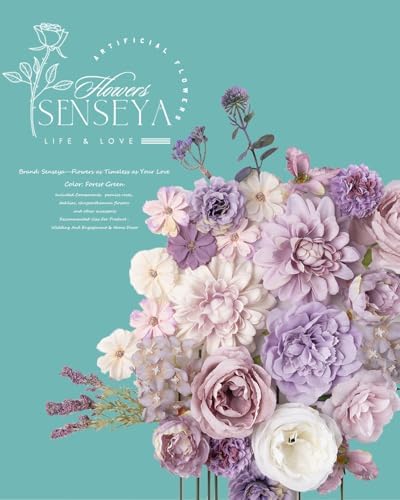 Artificial Flowers Combo Set, Purple Silk Roses, Peonies, Dahlias with Stems for DIY Wedding Bouquets, Baby, alternate view 2