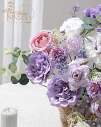 Artificial Flowers Combo Set, Purple Silk Roses, Peonies, Dahlias with Stems for DIY Wedding Bouquets, Baby, alternate view 6