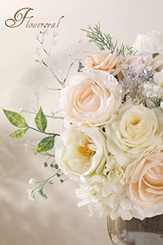 Artificial Flowers Combo White Flowers Mix Silk Flowers Dahlia Roses with Stems for DIY Wedding Bridal Bouquets, alternate