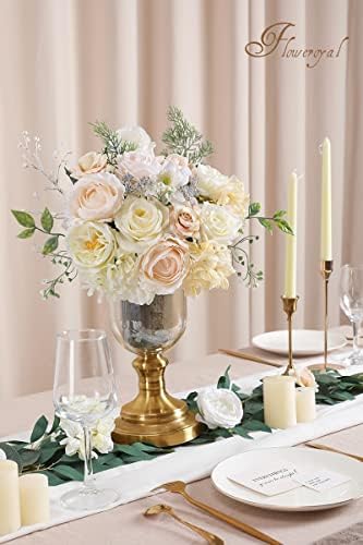 Artificial Flowers Combo White Flowers Mix Silk Flowers Dahlia Roses with Stems for DIY Wedding Bridal Bouquets, alternate