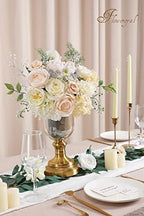 Artificial Flowers Combo White Flowers Mix Silk Flowers Dahlia Roses with Stems for DIY Wedding Bridal Bouquets, alternate