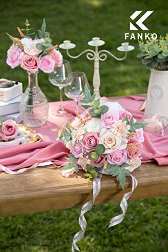 Artificial Flowers DIY Bouquet Combo Faux Rose for Home Decor in Baby Pink & Blush, alternate view 3