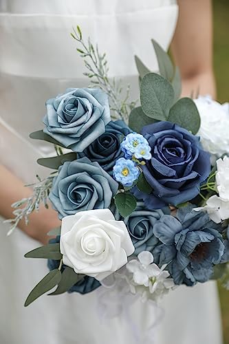 Artificial Flowers Dusty Blue Rose Flowers Combo for DIY Wedding Bouquets Centerpieces Arrangements Party Baby, alternate