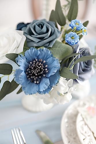 Artificial Flowers Dusty Blue Rose Flowers Combo for DIY Wedding Bouquets Centerpieces Arrangements Party Baby, alternate