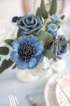 Artificial Flowers Dusty Blue Rose Flowers Combo for DIY Wedding Bouquets Centerpieces Arrangements Party Baby, alternate