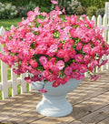 Artificial Flowers Fake Plants for Outdoors Decoration, 12 Bundles Pink Silk Morning Glory with Eucalyptus