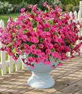 Artificial Flowers Fake Plants for Outdoors Decoration, 12 Bundles Silk Morning Glory with Eucalyptus Realistic