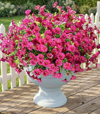 Artificial Flowers Fake Plants for Outdoors Decoration, 12 Bundles Silk Morning Glory with Eucalyptus Realistic