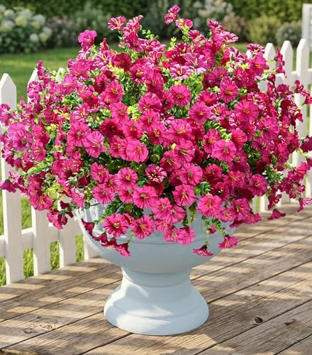 Artificial Flowers Fake Plants for Outdoors Decoration, 12 Bundles Silk Morning Glory with Eucalyptus Realistic