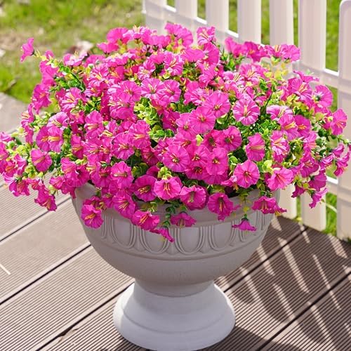 Artificial Flowers Fake Plants for Outdoors Decoration, 12 Bundles Silk Morning Glory with Eucalyptus Realistic, alternate