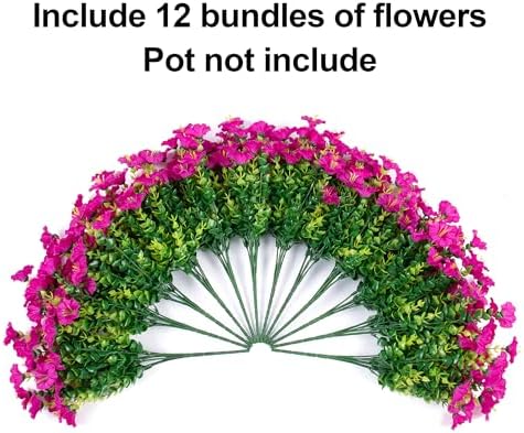 Artificial Flowers Fake Plants for Outdoors Decoration, 12 Bundles Silk Morning Glory with Eucalyptus Realistic, alternate