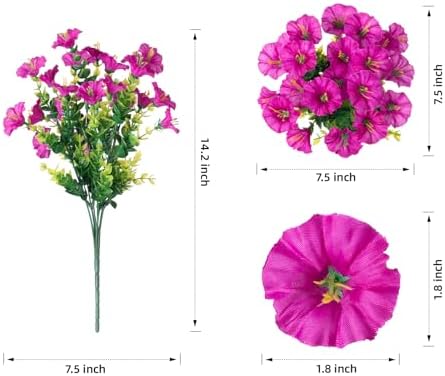 Artificial Flowers Fake Plants for Outdoors Decoration, 12 Bundles Silk Morning Glory with Eucalyptus Realistic, alternate