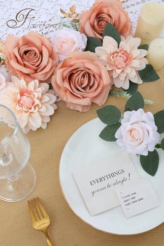 Artificial Flowers Fake Rose Flowers Dahlia with Stems for DIY Wedding Bridal Bouquets, Baby Shower, Floral, alternate view 4