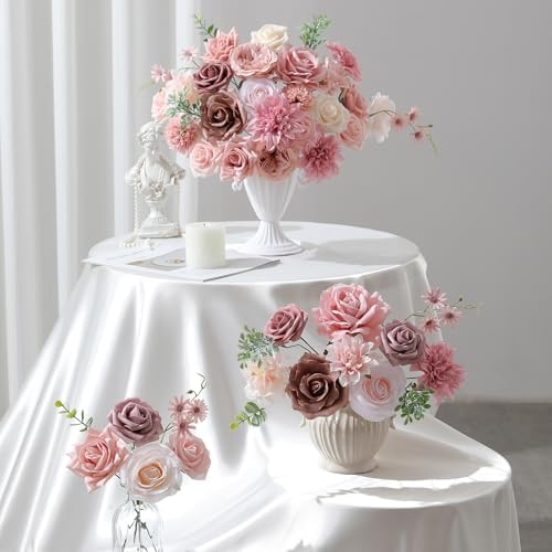 Artificial Flowers Fake Rose Flowers Dahlia with Stems for DIY Wedding Bridal Bouquets, Baby Shower, Floral, alternate view 3