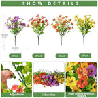 Artificial Flowers for Outdoor Faux Plants Fake Flowers Spring Decor in Purple Red Orange Yellow, alternate view 2
