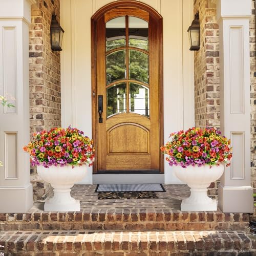 Artificial Flowers for Outdoor Faux Plants Fake Flowers Spring Decor in Purple Red Orange Yellow, alternate view 5