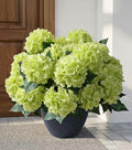 Artificial Flowers for Outdoors, 4 PCS Green Fake Silk Hydrangea Flower Stems for Bouquets UV Resistant