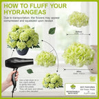 Artificial Flowers for Outdoors, 4 PCS Green Fake Silk Hydrangea Flower Stems for Bouquets UV Resistant, alternate view 3