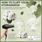 Artificial Flowers for Outdoors, 4 PCS White Fake Silk Hydrangea Flower Stems for Bouquets UV Resistant, alternate view 3