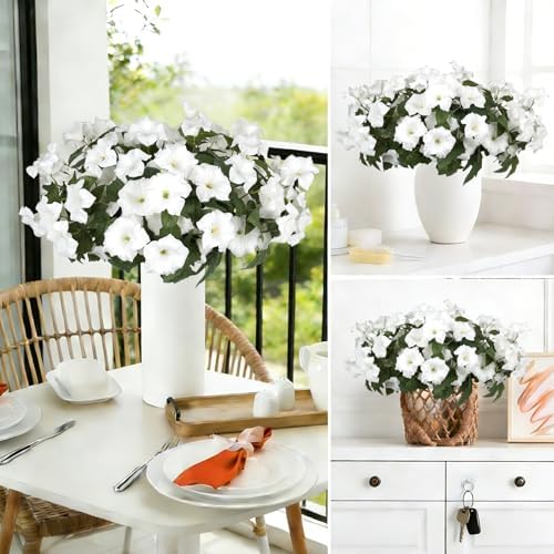 Artificial Flowers for Outdoors, Faux Petunias Spring Summer Decoration, Fake Flowers Plants UV Resistant Look, alternate