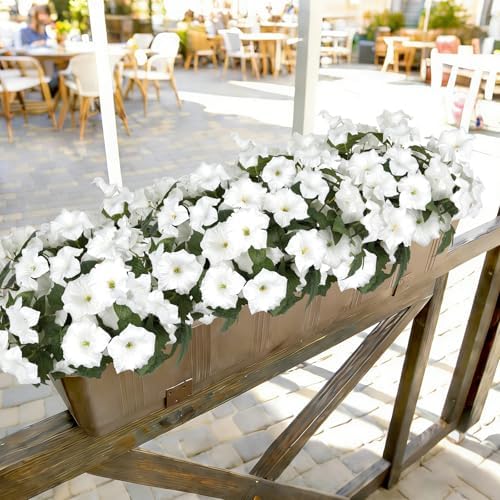 Artificial Flowers for Outdoors, Faux Petunias Spring Summer Decoration, Fake Flowers Plants UV Resistant Look, alternate