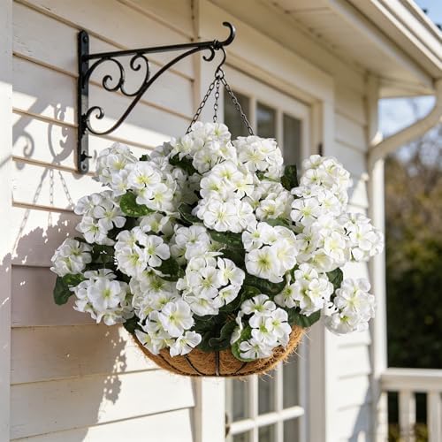 Artificial Flowers for Outdoors Spring Summer Decor 12 Bundles in White, alternate view 4