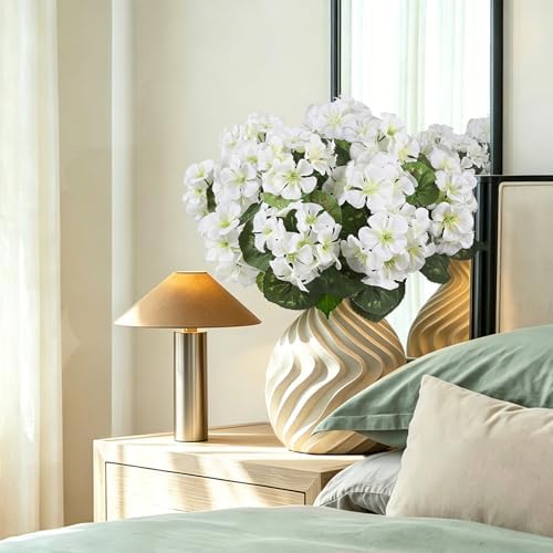 Artificial Flowers for Outdoors Spring Summer Decor 12 Bundles in White, alternate view 6