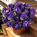 Artificial Flowers for Outdoors UV Resistant Fake Silk Geraniums in Puple