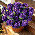 Artificial Flowers for Outdoors UV Resistant Fake Silk Geraniums in Puple