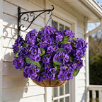 Artificial Flowers for Outdoors UV Resistant Fake Silk Geraniums in Puple, alternate view 4