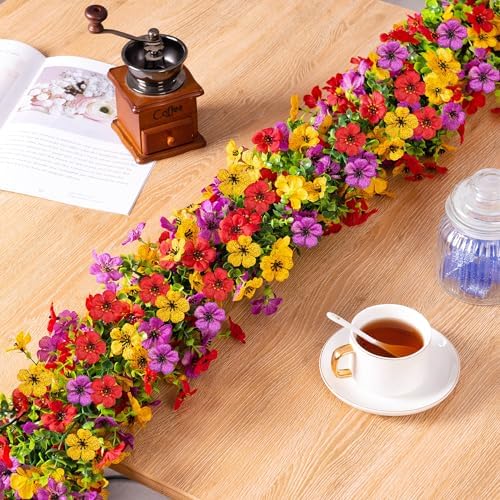 Artificial Flowers Garland Ivy, 4 Pack 5.9 FT Spring Summer Decor UV Resistant Fake Mums Floral Vine Silk Daisy, alternate
