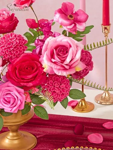 Artificial Flowers Hot Pink Magenta Fake Silk Flowers for Wedding in Hot Pink, alternate view 3
