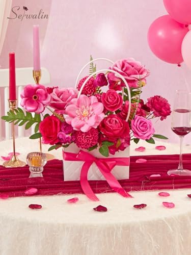 Artificial Flowers Hot Pink Magenta Fake Silk Flowers for Wedding in Hot Pink, alternate view 4