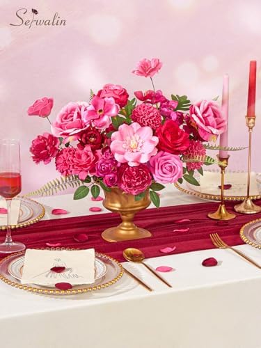 Artificial Flowers Hot Pink Magenta Fake Silk Flowers for Wedding in Hot Pink, alternate view 5