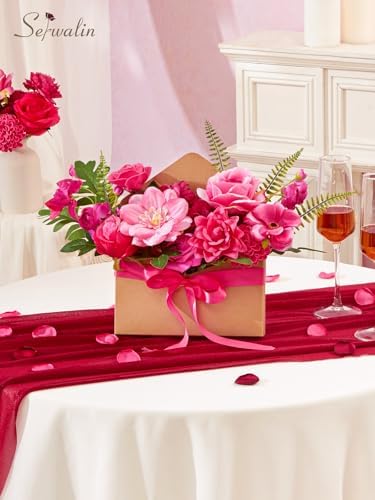 Artificial Flowers Hot Pink Magenta Fake Silk Flowers for Wedding in Hot Pink, alternate view 7