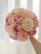 Artificial Flowers Pink Bouquet Fake Flower Dahlia Roses with Stems in Y(pink, Peach), alternate view 6