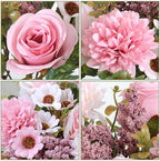 Artificial Flowers Pink Silk Flower Bouquet 4 Packs Silk Roses in Pink, alternate view 5
