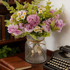 Artificial Flowers with Vase Purple Fake Peony in Glass Vase, alternate view 6